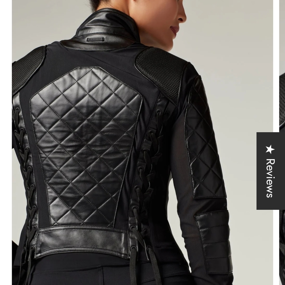 Blanc Noir Black Quilted Leather Jacket